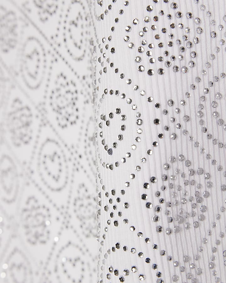 River Island Girls White RI Diamante Tank Top