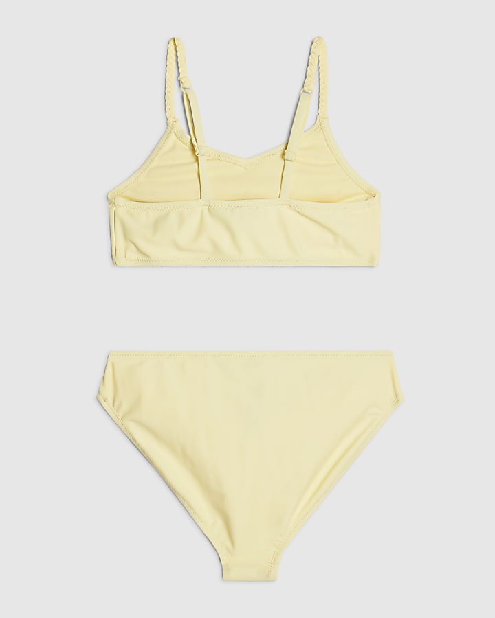 River Island Girls Yellow 3D Flower Bikini Set