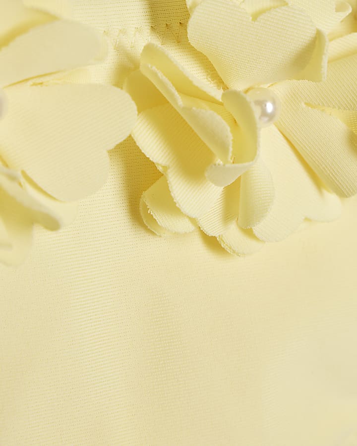 River Island Girls Yellow 3D Flower Bikini Set