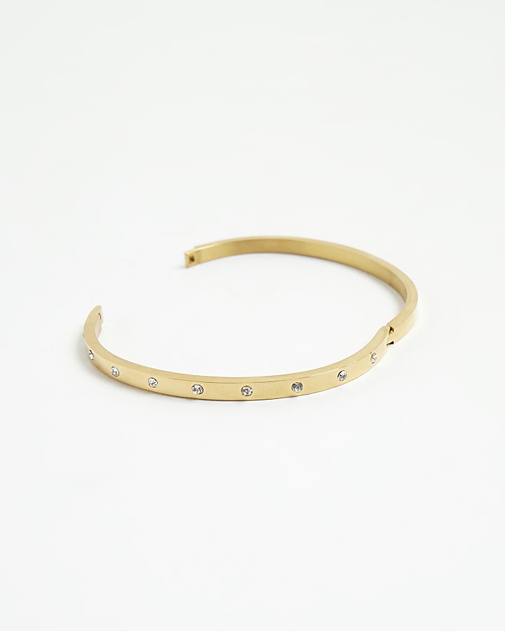 River Island Gold 3 Pack Diamante Flower Bracelets