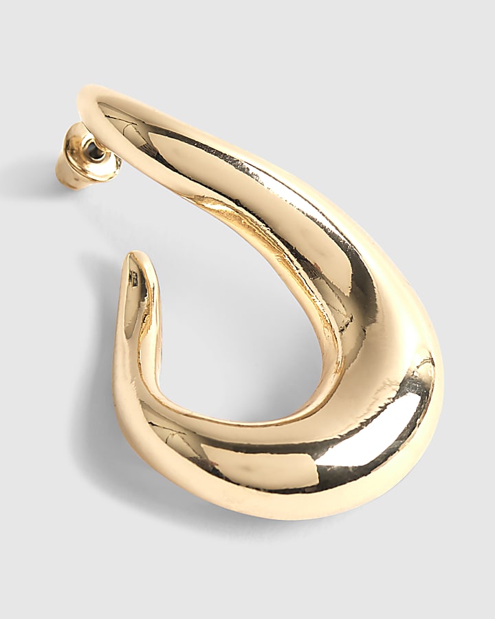 River Island Gold Abstract Hoop Earrings
