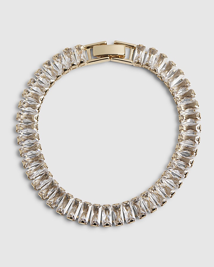 River Island Gold Baguette Tennis Bracelet