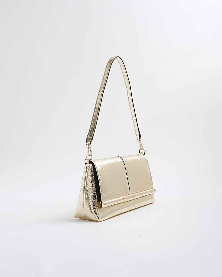River Island Gold Bar Front Clutch Bag