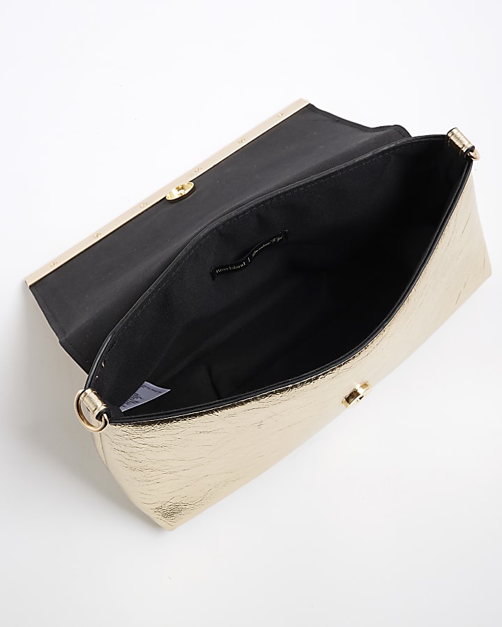 river island Gold Bar Front Clutch Bag