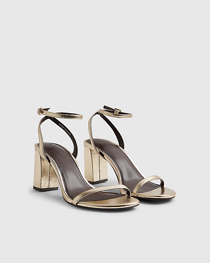 River Island Gold Barely There Heeled Sandals