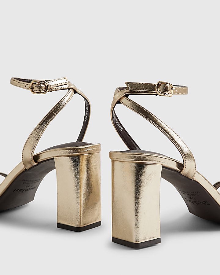 River Island Gold Barely There Heeled Sandals