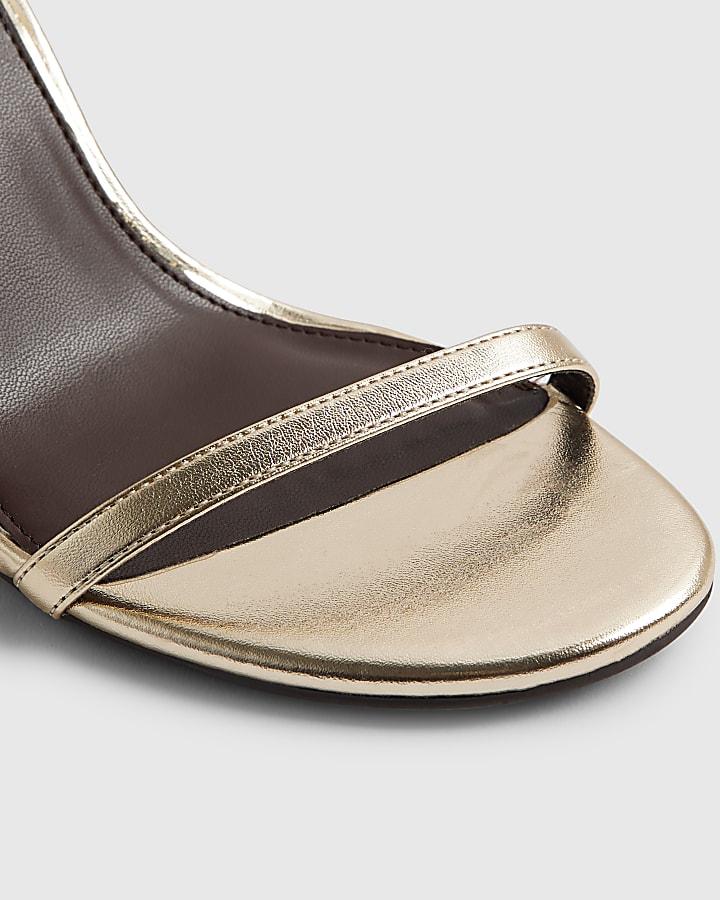 river island Gold Barely There Heeled Sandals