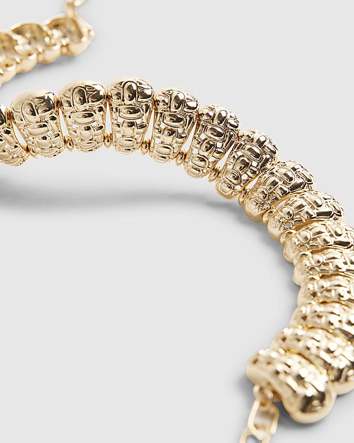 River Island Gold Beaten Link Collar Necklace