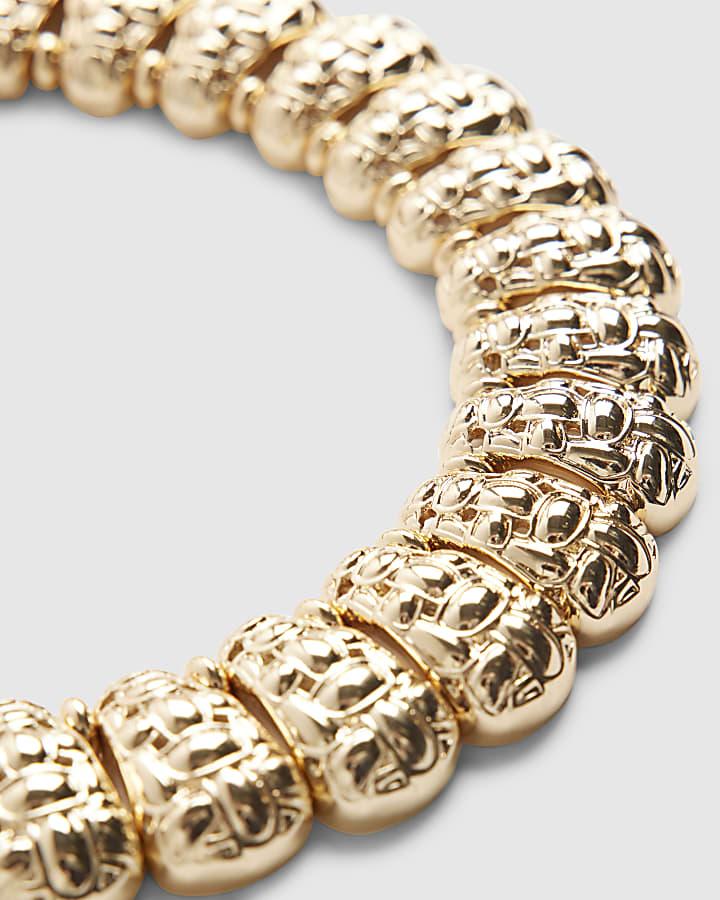 River Island Gold Beaten Link Collar Necklace