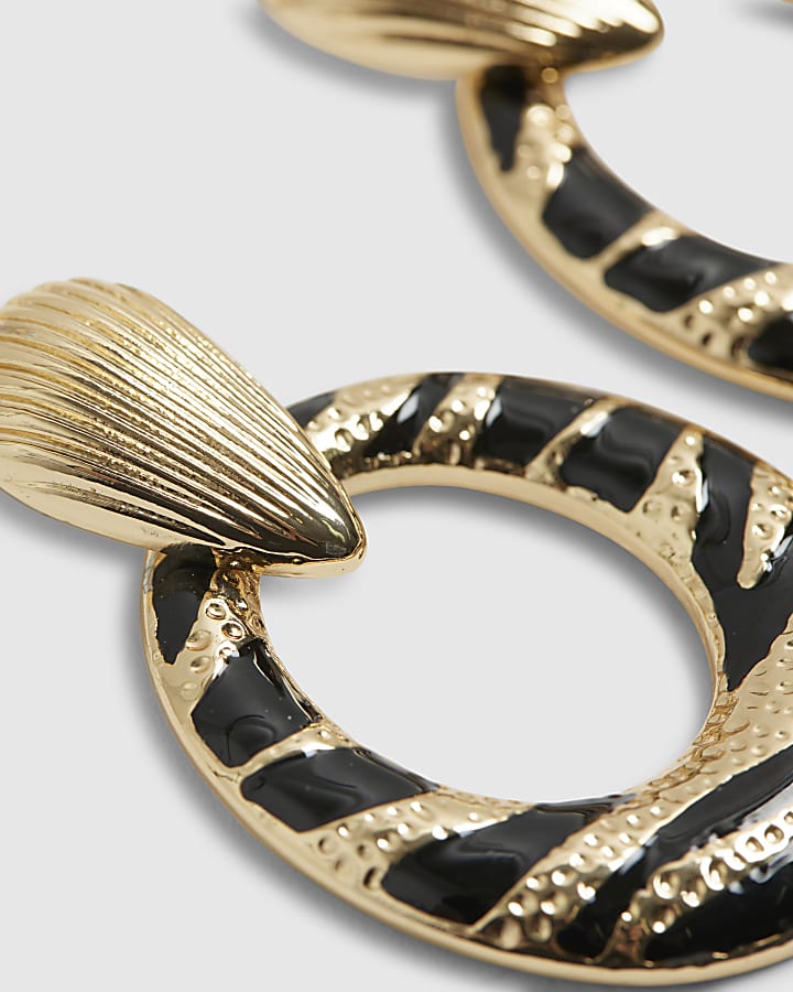 River Island Gold Black Zebra Drop Earrings