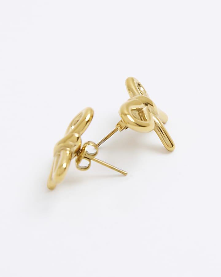 River Island Gold Bow Stud Earrings