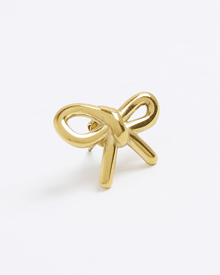 river island Gold Bow Stud Earrings