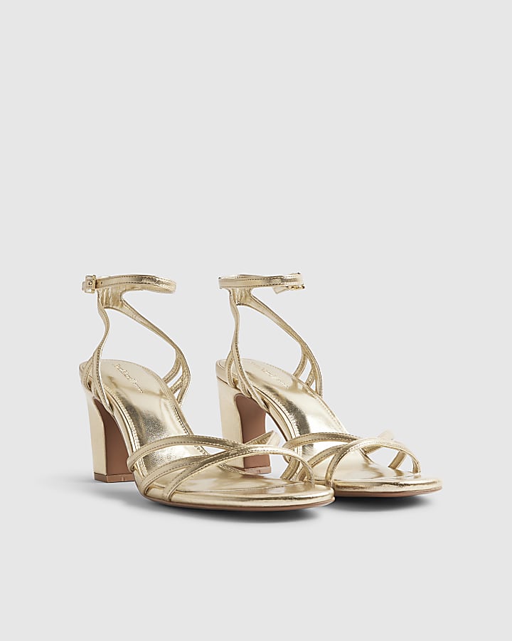 River Island Gold Caged Heeled Sandals
