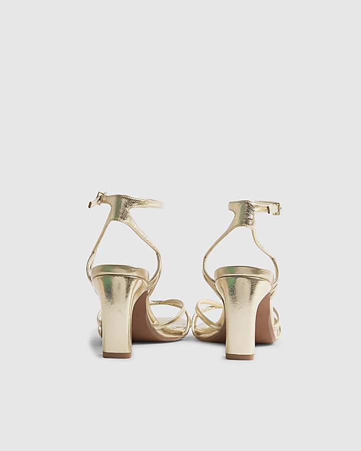 River Island Gold Caged Heeled Sandals