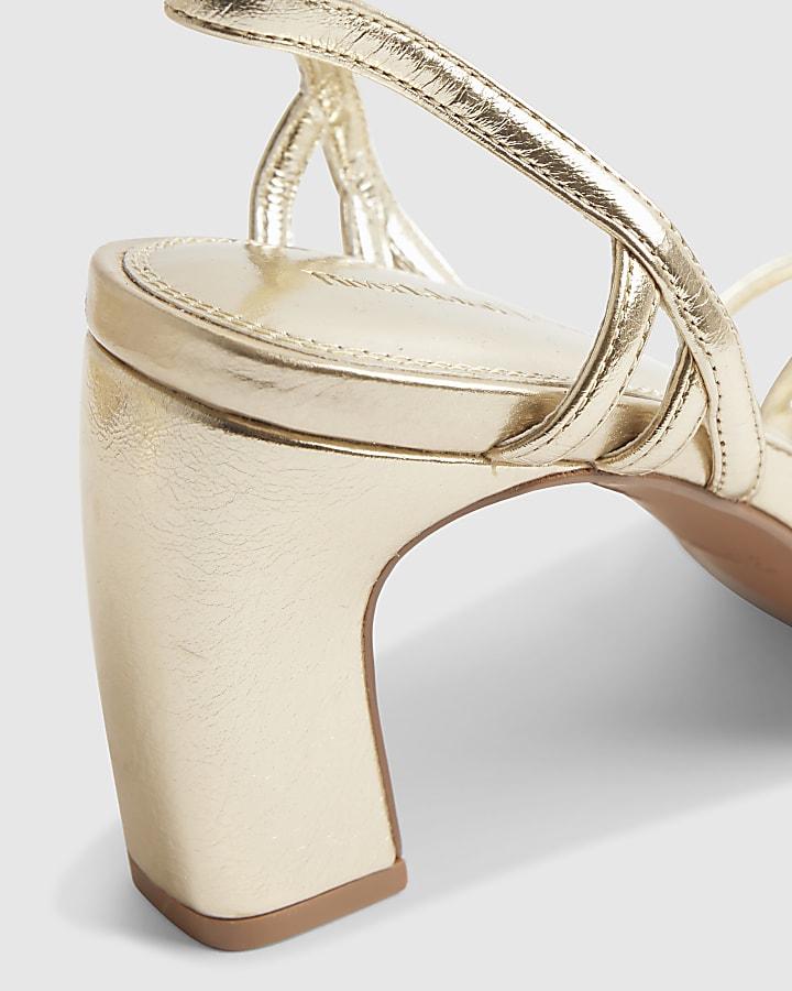 River Island Gold Caged Heeled Sandals