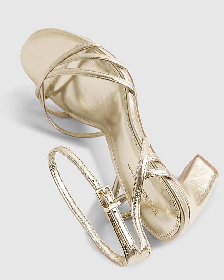 river island Gold Caged Heeled Sandals