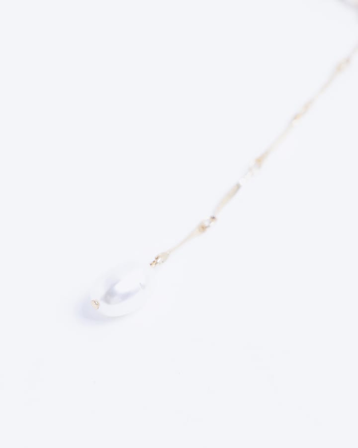 river island Gold Cherry Lariat Necklace