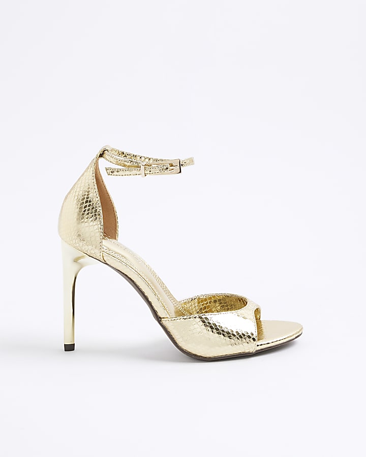 River Island Gold Closed Back Open Toe Heels