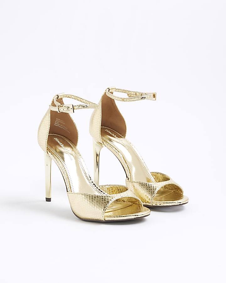 River Island Gold Closed Back Open Toe Heels