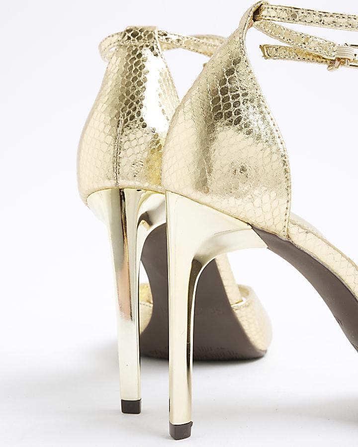 river island Gold Closed Back Open Toe Heels