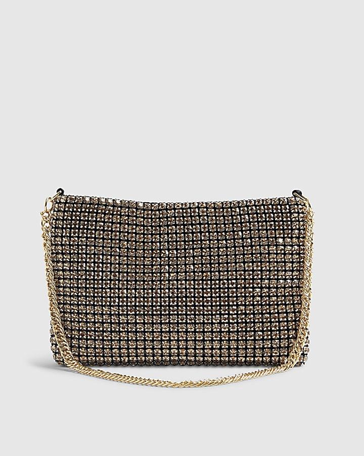 River Island Gold Crystal Shoulder Bag