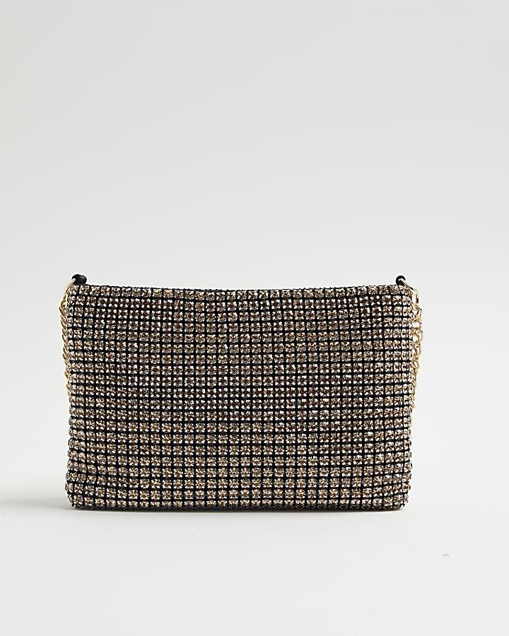 River Island Gold Crystal Shoulder Bag