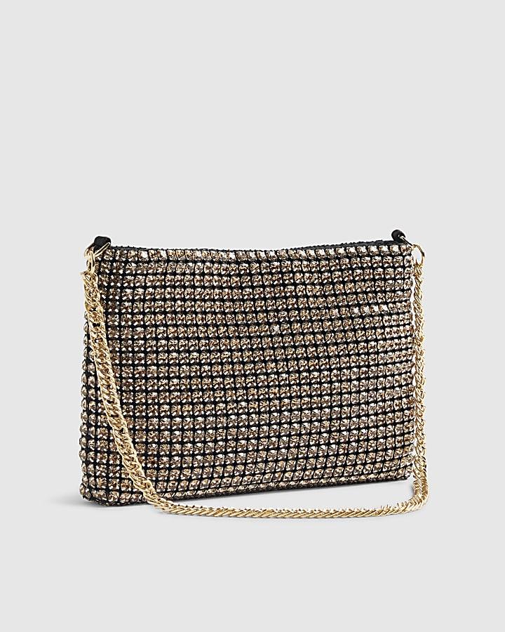 River Island Gold Crystal Shoulder Bag