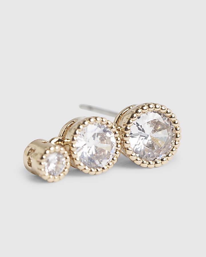 river island Gold Diamante Drop Earrings