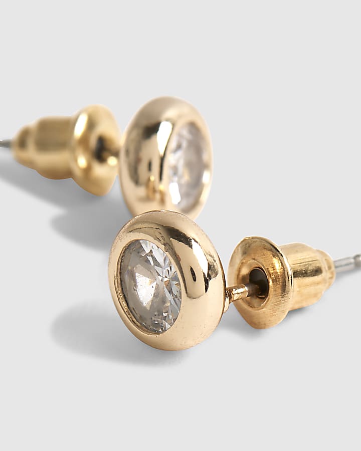 River Island Gold Diamante Stud Earrings