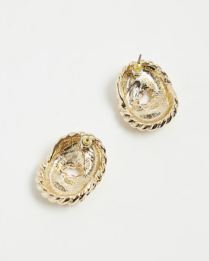 River Island Gold Diamante Twist Studs