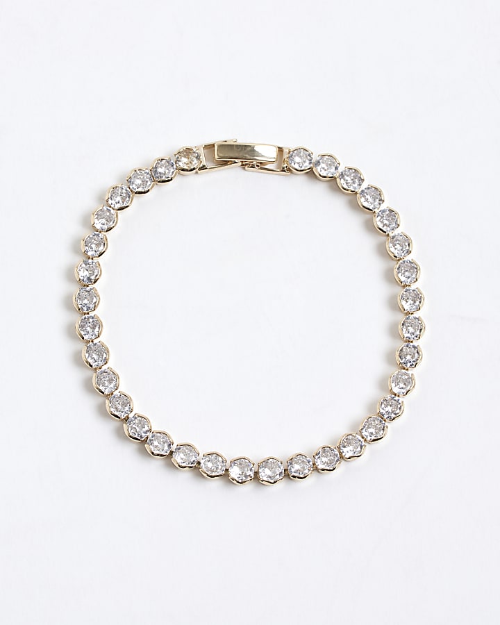 River Island Gold Diamond Simulant Tennis Bracelet