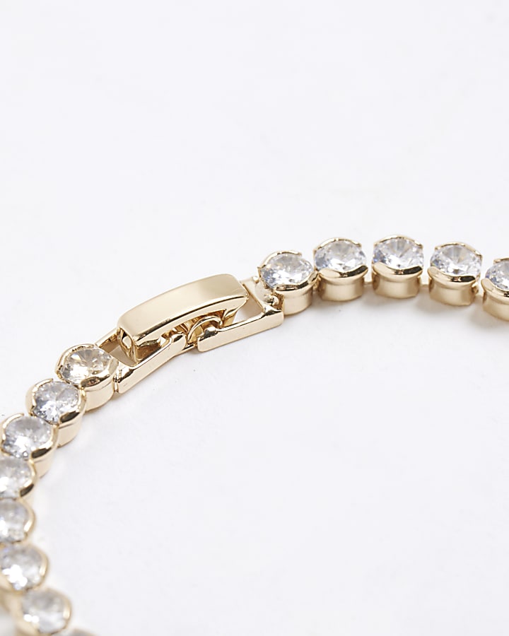 river island Gold Diamond Simulant Tennis Bracelet