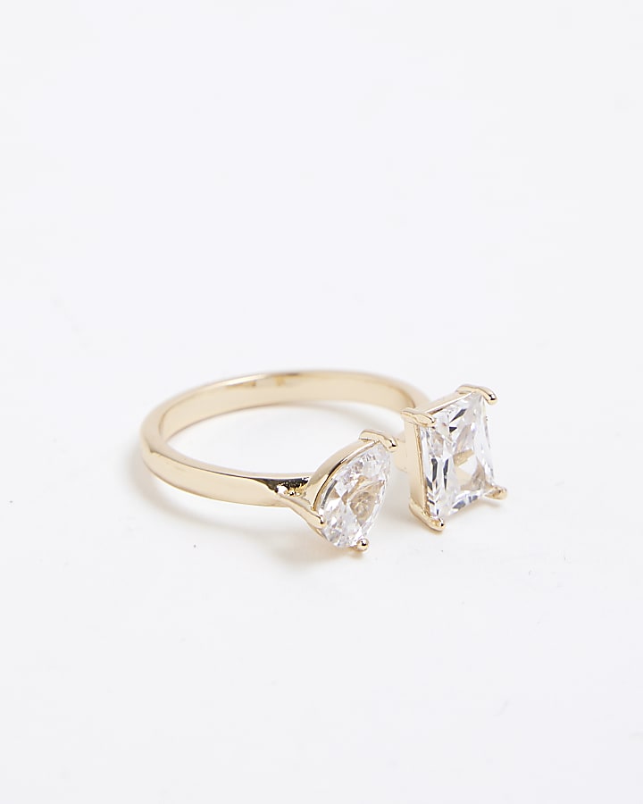 River Island Gold Diamond Stimulant Ring