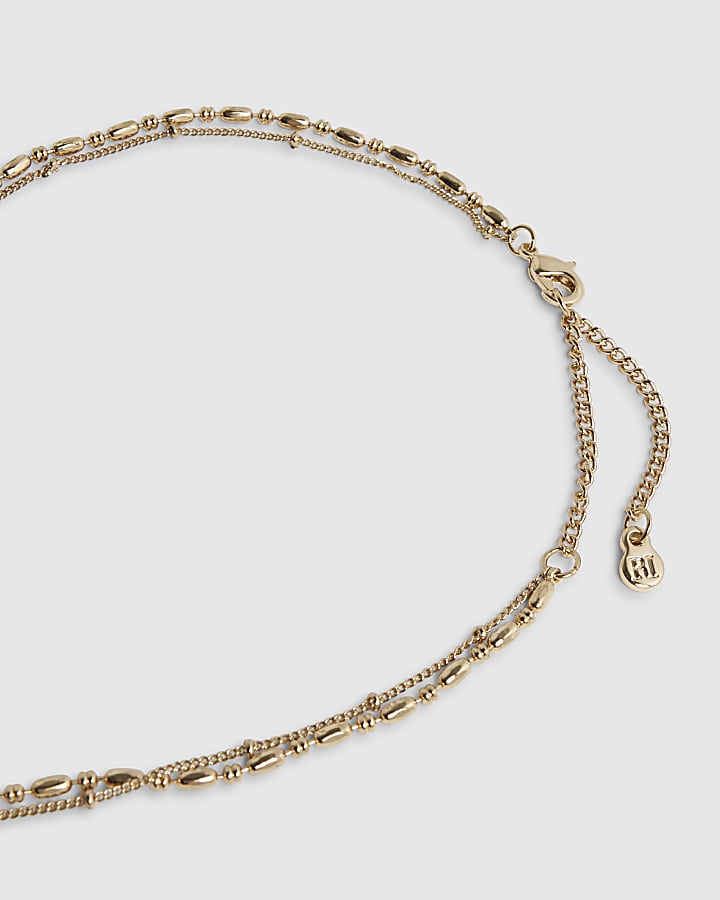 river island Gold Double Row Pendant Necklace
