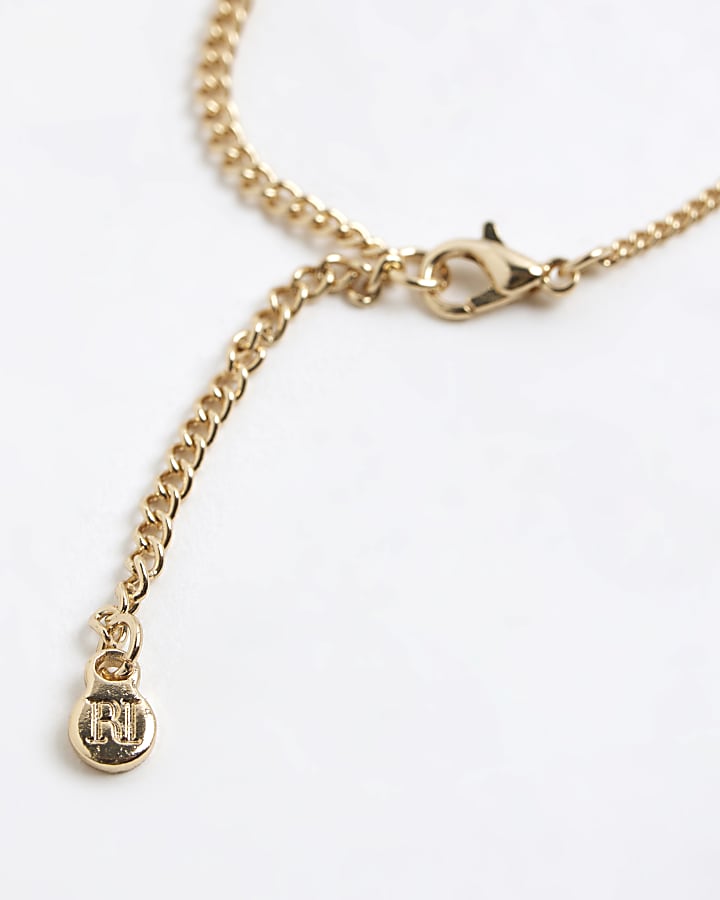 River Island Gold Double Stone Ditsy Necklace