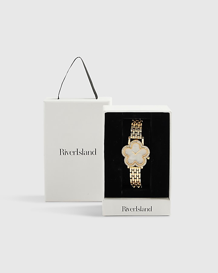 River Island Gold Flower Face Watch