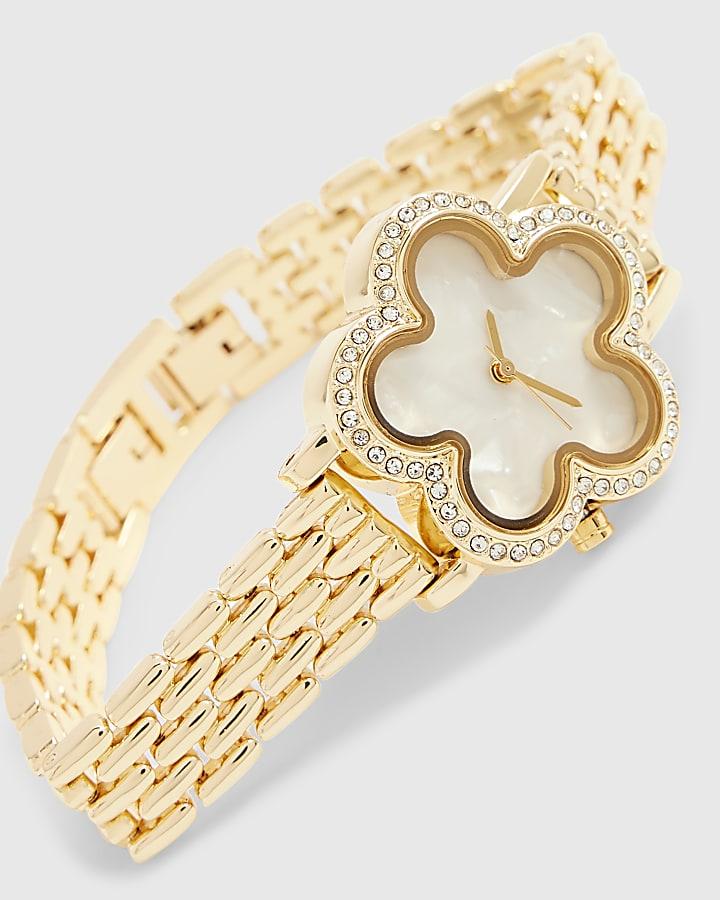 River Island Gold Flower Face Watch