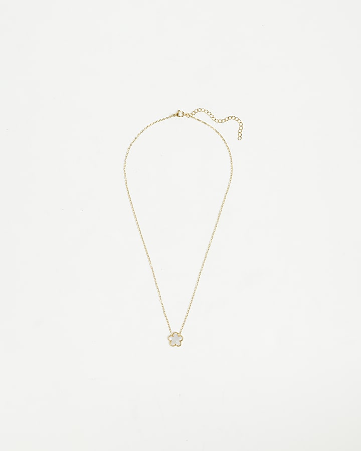 River Island Gold Flower Pendant Necklace