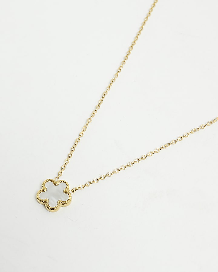 River Island Gold Flower Pendant Necklace