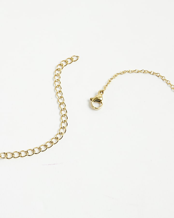 river island Gold Flower pendant Necklace