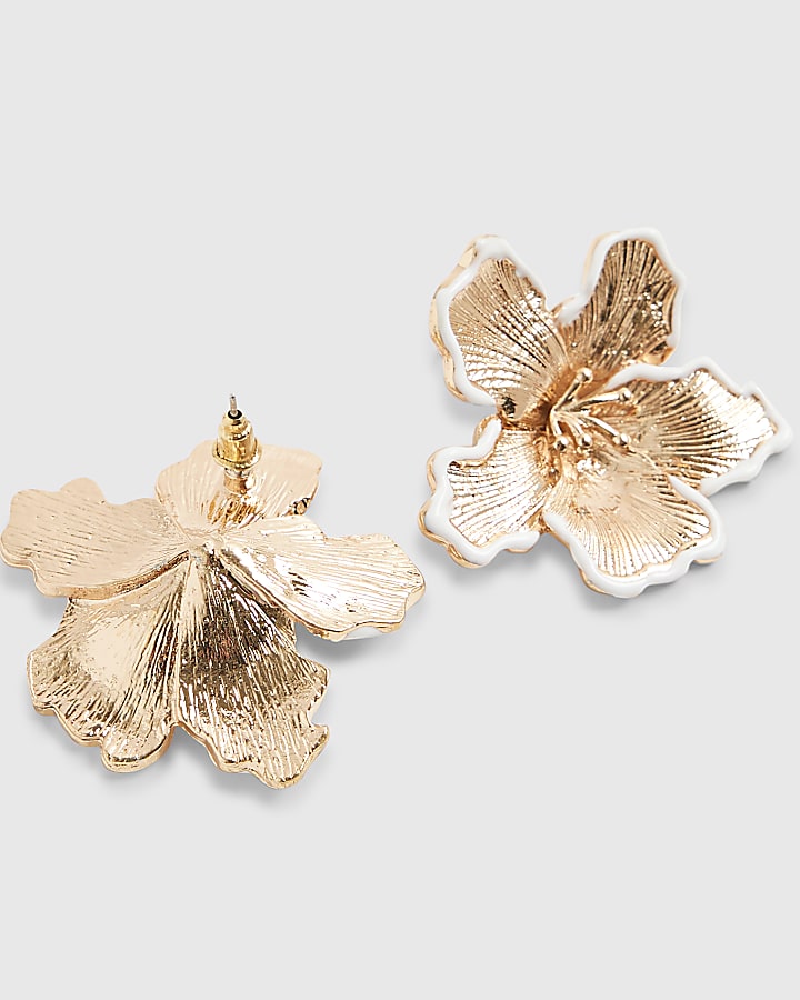 river island Gold Flower Stud Earrings