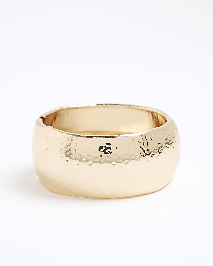 River Island Gold Hammered Detail Cuff Bracelet