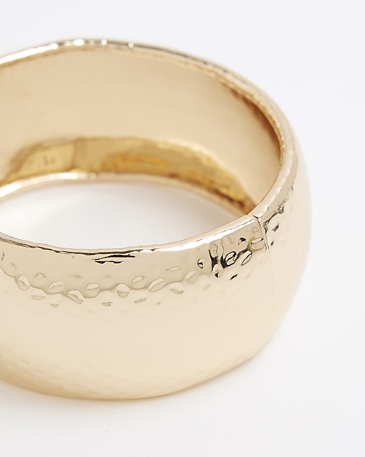 river island Gold Hammered Detail Cuff Bracelet