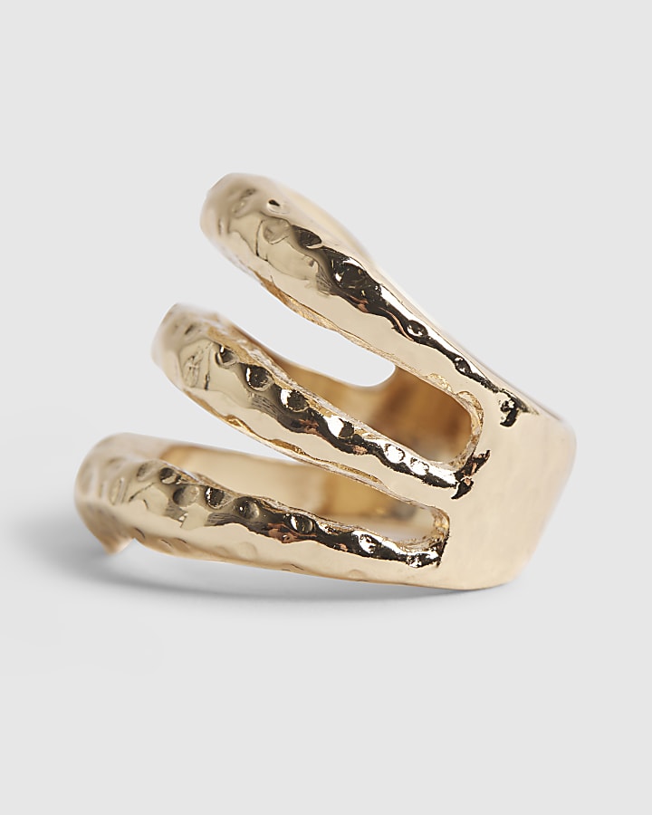 River Island Gold Hammered Tiered Ring