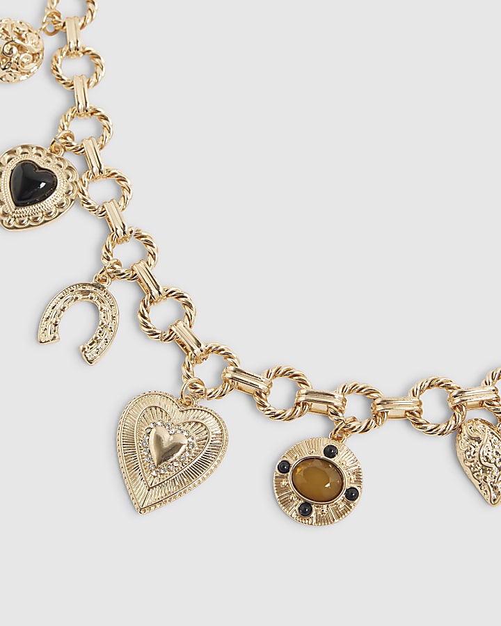 river island Gold Heart Bag Charm