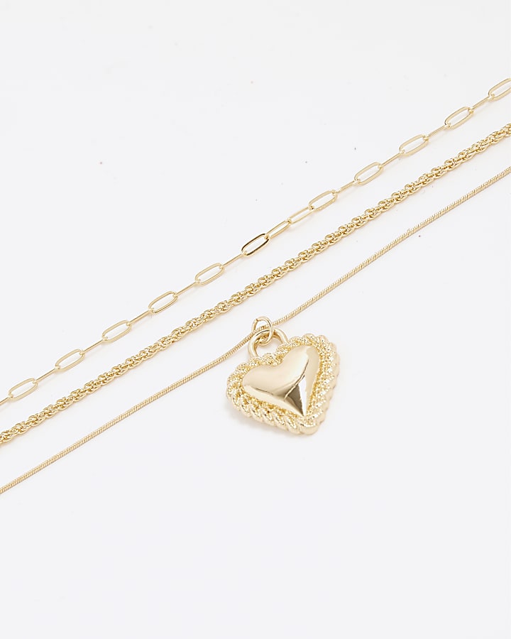 river island Gold Heart Layered Necklace