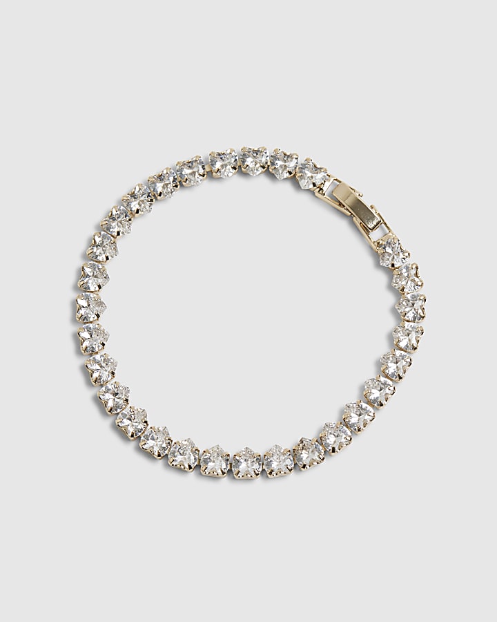 River Island Gold Heart Tennis Bracelet