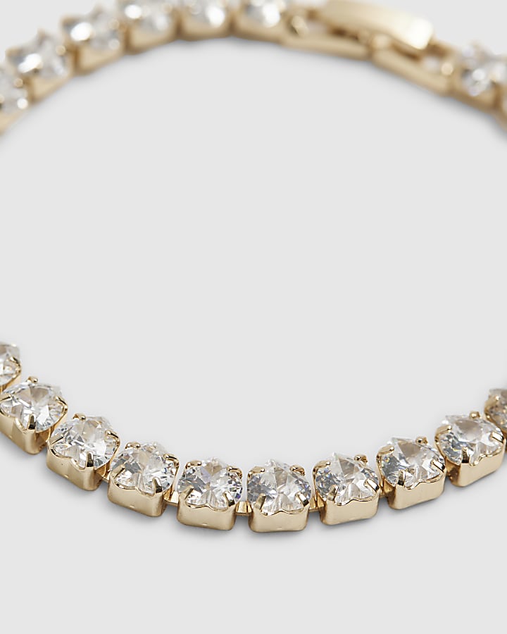 River Island Gold Heart Tennis Bracelet