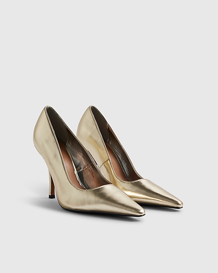 River Island Gold Heeled Court Shoes