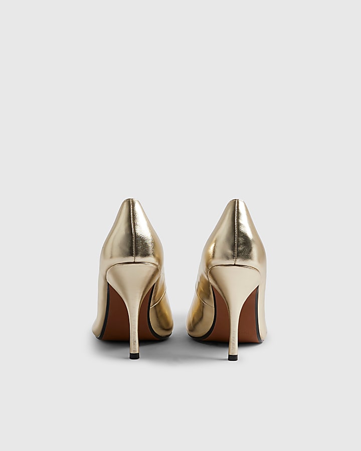 River Island Gold Heeled Court Shoes